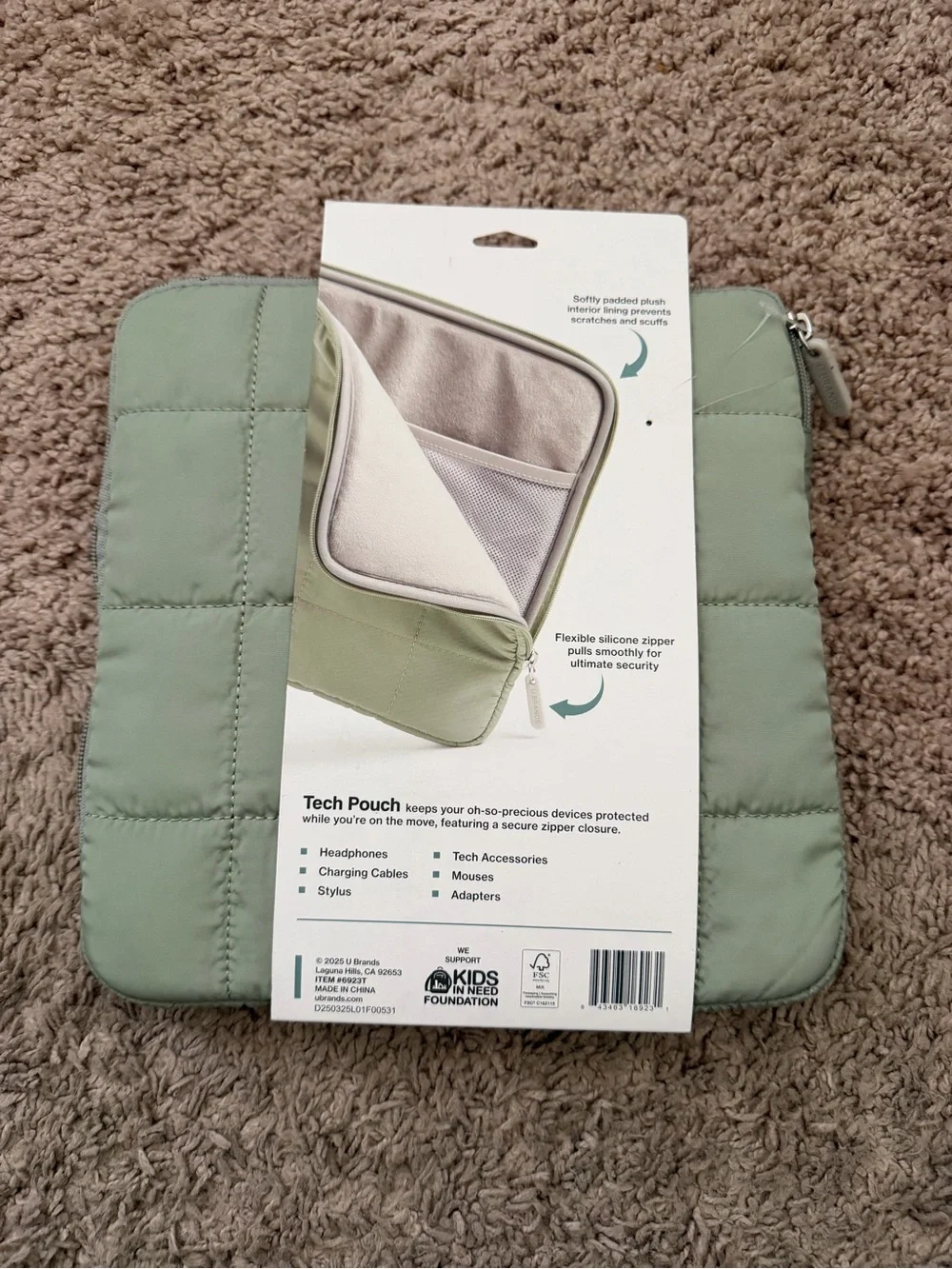 Tech Pouch 10x10 Inch Sage Green Tablet Sleeve - NWT
